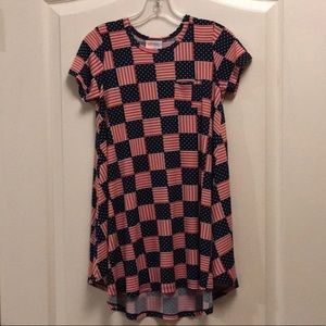 LuLaRoe Girls Dress Size 8 Red White Blue